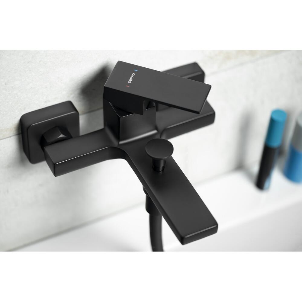 CUBEMIX Wand-Wannenarmatur, Schwarz matt