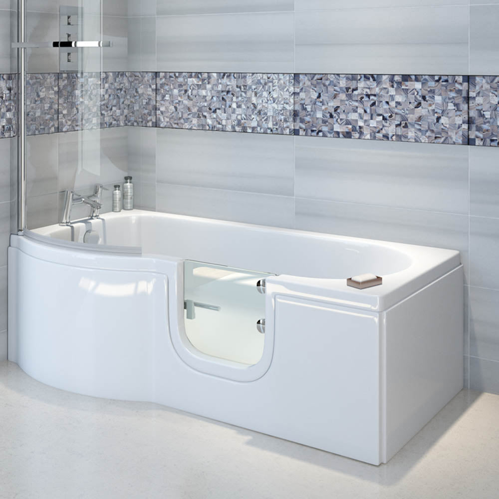 SKALI Badewanne mit Tür/Seniorenbadewanne 167,5x85/75cm, Links,Komplett-Set