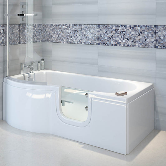 SKALI Badewanne mit Tür/Seniorenbadewanne 167,5x85/75cm, Links,Komplett-Set
