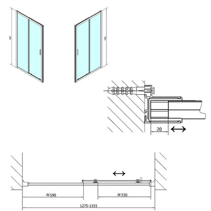 Easy Line Rechteckige Duschkabine 1300x800mm L/R Variante
