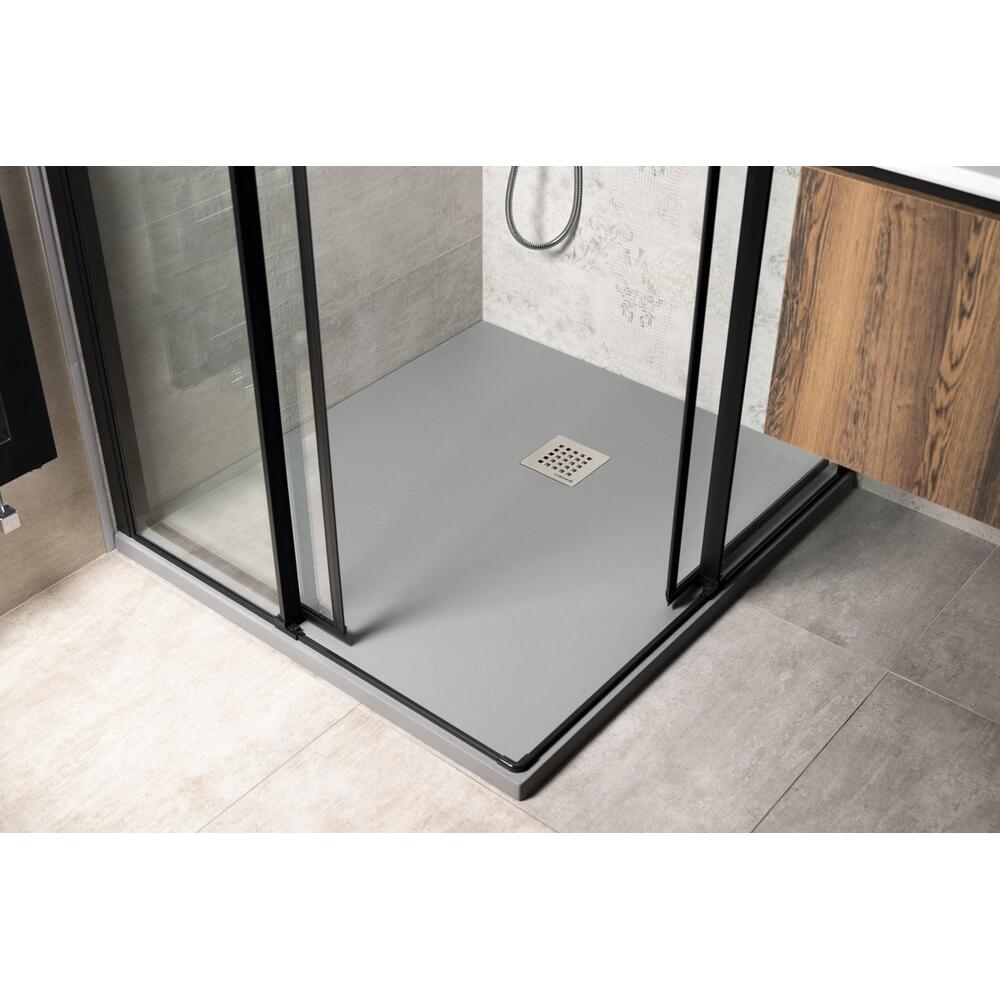 TRENECA Gussmarmor-Duschwanne 100x100x3cm, grau matt