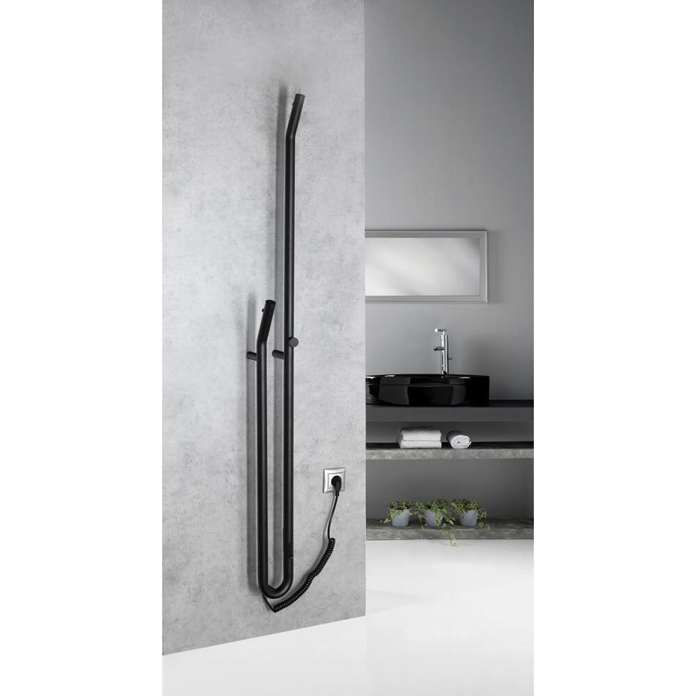 DUOPASSO Handtuchtrockner elektrisch mit Zeitschaltuhr, 122x1700mm, 45 W, Schwarz matt