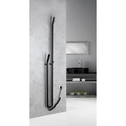DUOPASSO Handtuchtrockner elektrisch mit Zeitschaltuhr, 122x1700mm, 45 W, Schwarz matt