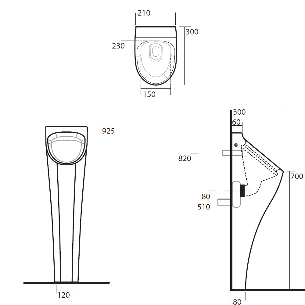 AQUATECH Urinal 21x23,5x30 cm, inkl. Siphon, weiß