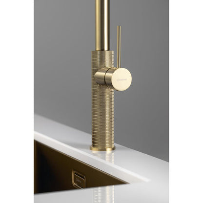 FLAWO Küchenarmatur mit ausziehbarer Spülbrause, Gold matt