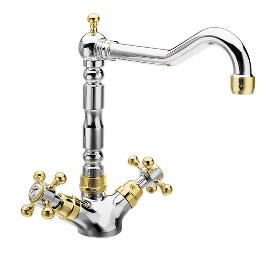 ANTEA Küchenarmatur mit Retro-Einlauf, 240mm, Chrom/Gold