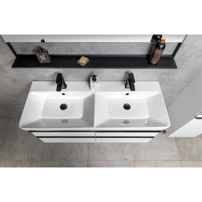 THALIE 120 Keramik-Dopplewaschtisch 120x46cm, weiss