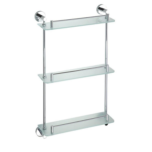 X-ROUND E Glasablage 3-Fach mit Reling 380x675x130mm, Chrom