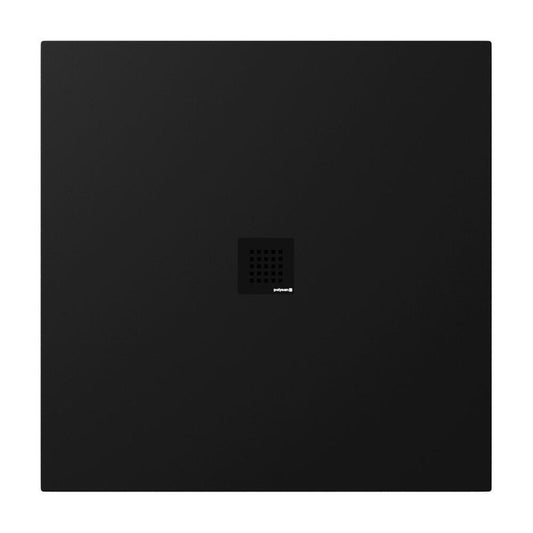 TRENECA Gussmarmor-Duschwanne 100x100x3cm, schwarz matt