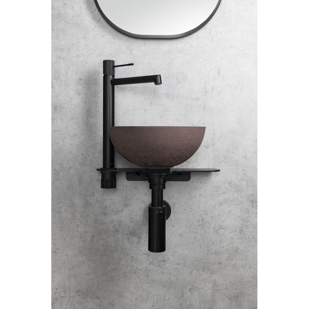MINOR Betonwaschbecken zum Aufsetzen, Durchmesser 26cm, Dunkelbraun matt