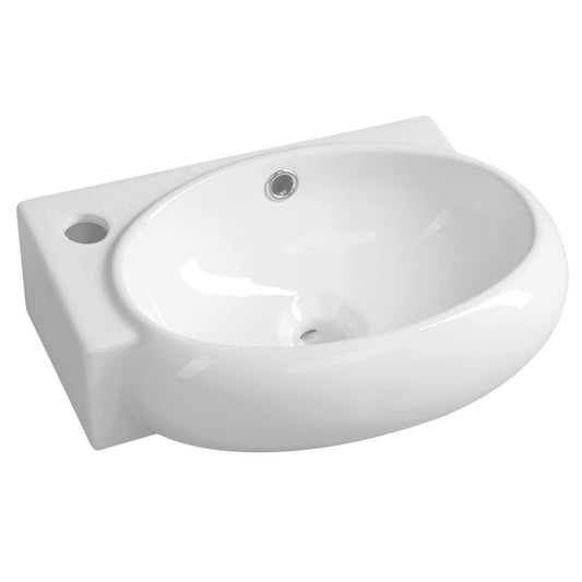 RIBERA Keramik-Waschbecken, Eckig 43x28,5cm, Armaturloch links, Weiß