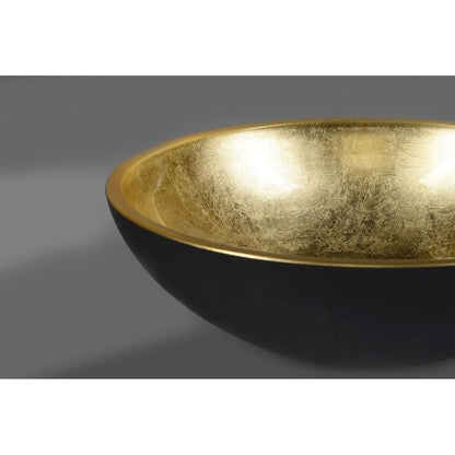MURANO BLACK-GOLD Glaswaschbecken zum Aufsetzen, Durchmesser 40cm, Gold/Schwarz