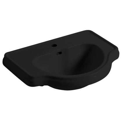RETRO Keramik-Waschtisch 62x45,5cm, zum Einbauen, schwarz matt