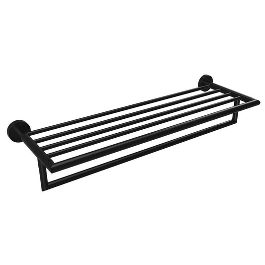 X-ROUND BLACK Handtuchregal mit Reling 500mm, Schwarz matt