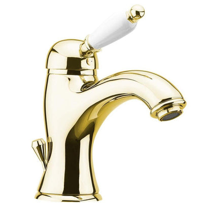 KIRKÉ WHITE Waschtischarmatur mit Ablauf, Weiss/ Gold