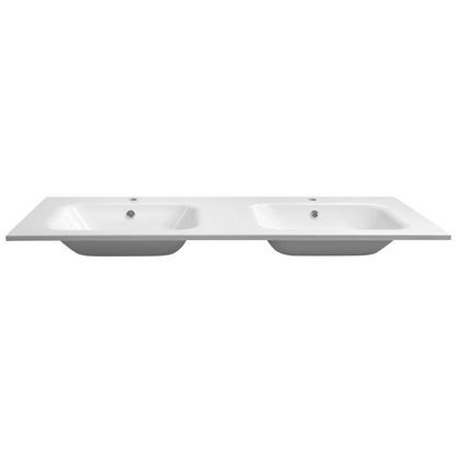 ARECA Gussmarmor-Doppelwaschtisch 141x51,5cm, weiß