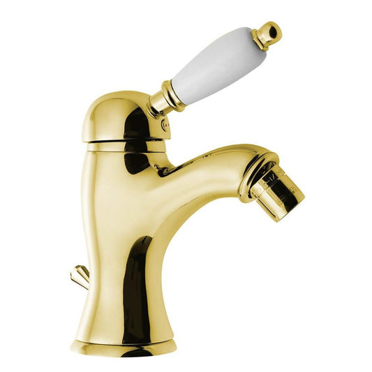 KIRKÉ WHITE Bidetarmatur mit Ablauf, Weiß/Gold
