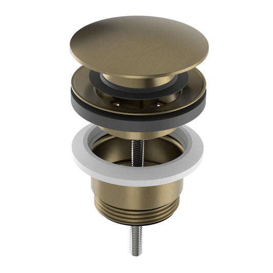 Ablaufgarnitur 5/4“, click-clack, großer Stopfen, 10-65mm, Gold matt