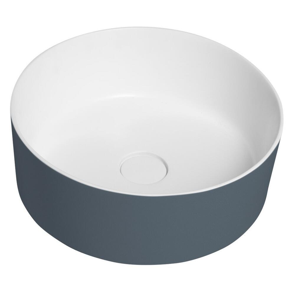THIN Waschtisch für Arbeitsplatte Ø38 cm, Blau/Weiß matt