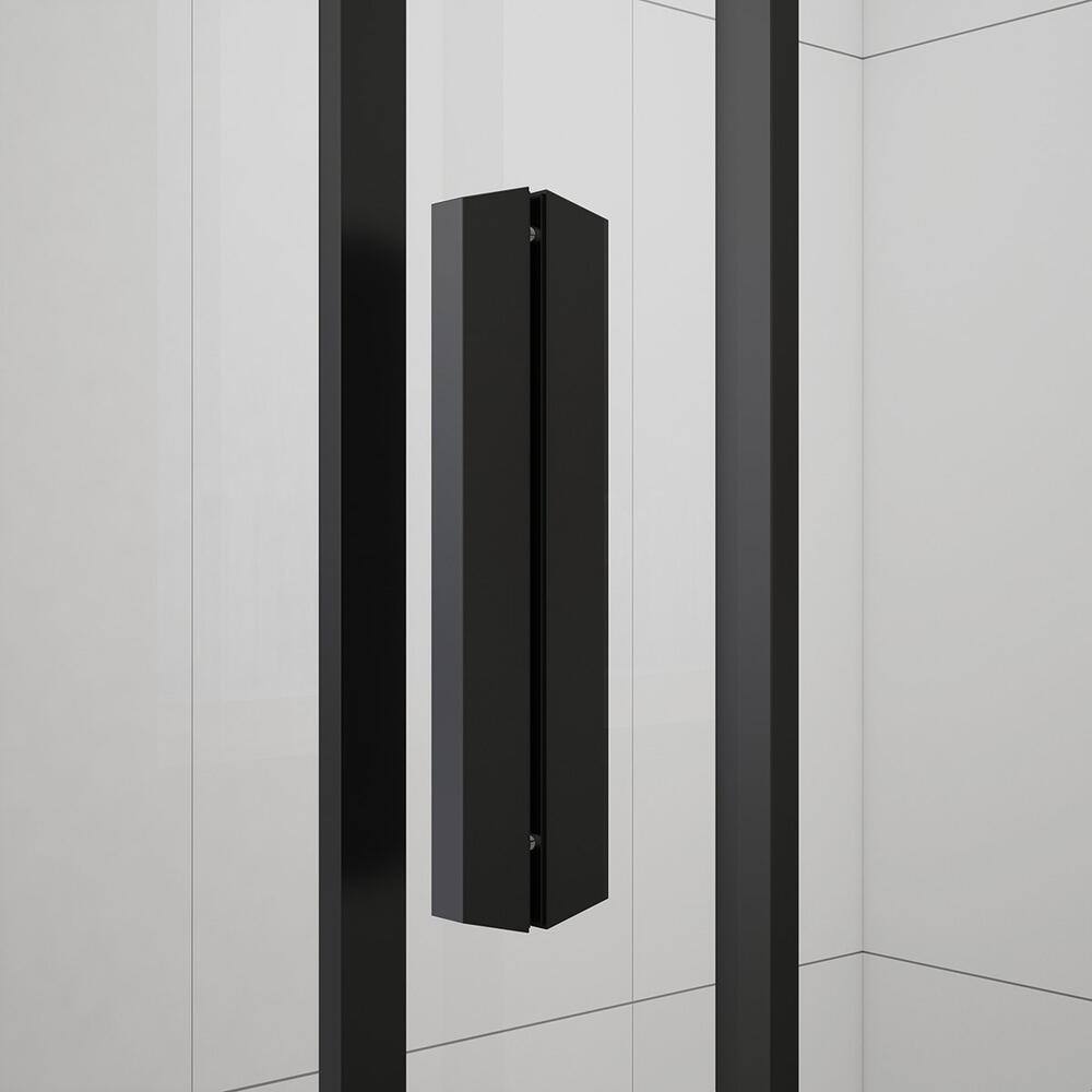 EASY BLACK Nischentür 1300mm, Klarglas, schwarz matt