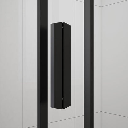 EASY BLACK Nischentür 1300mm, Klarglas, schwarz matt