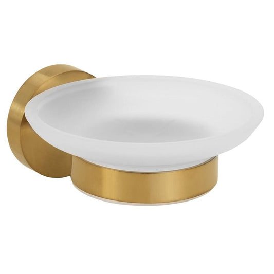 X-ROUND GOLD Seifenschale, Milchglas, Gold matt