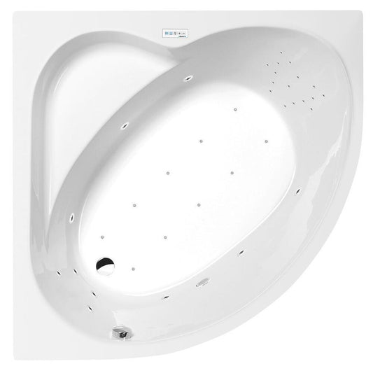 SIRIUS Whirlpool-Badewanne, 130x130x43cm, Highline Hydro-Air, Chrom