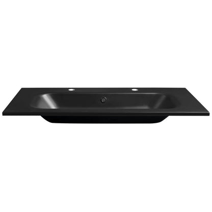 SIDRA Gussmarmor-Waschtisch 101x46cm, 2 Armaturlöcher, schwarz matt