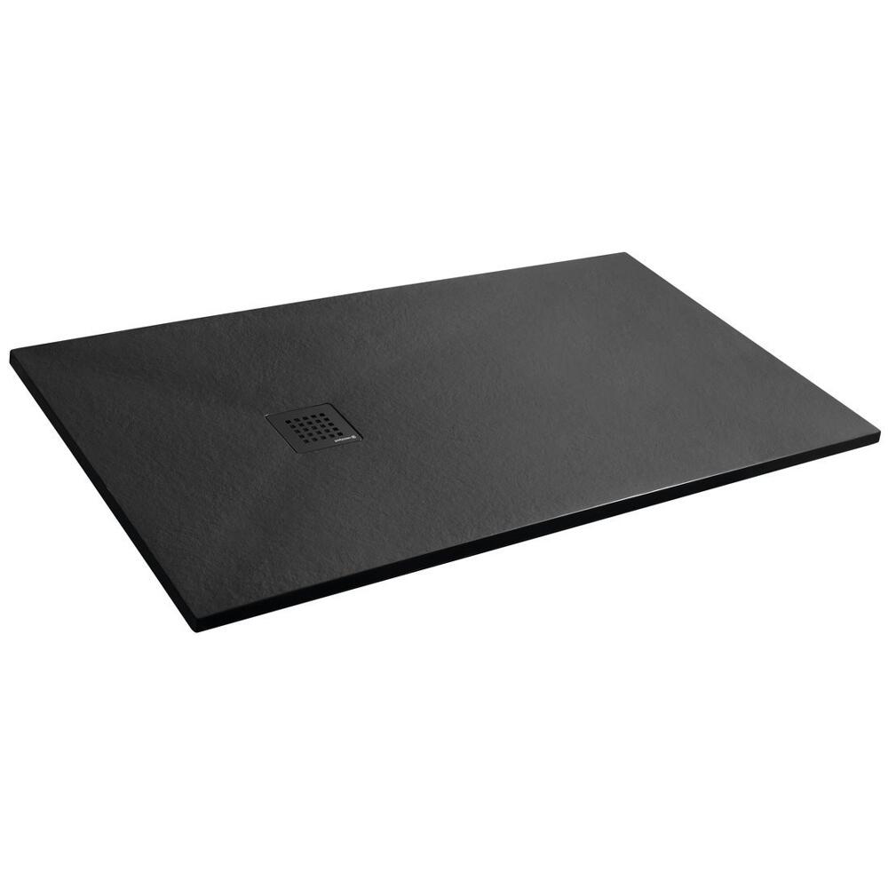 TRENECA Gussmarmor-Duschwanne 150x90cm,  schwarz matt