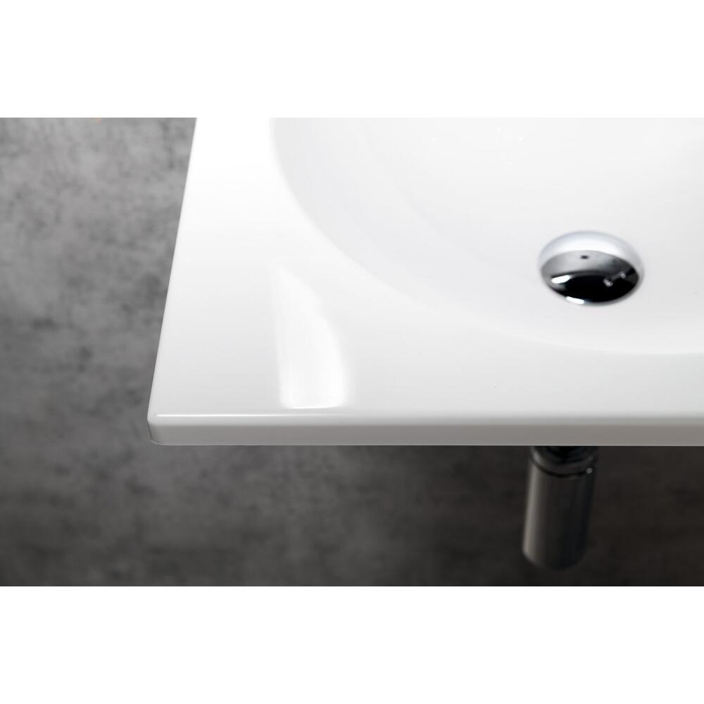 JUNO Gussmarmor-Waschtisch 80x47cm, weiß, links