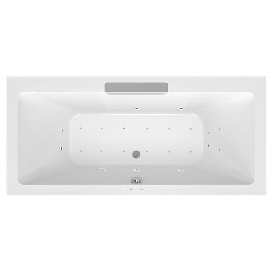 CASCATA Whirlpool-Badewanne, 185x85x45cm, Kaskade Edelstahl, Active Hydro-Air, Chrom