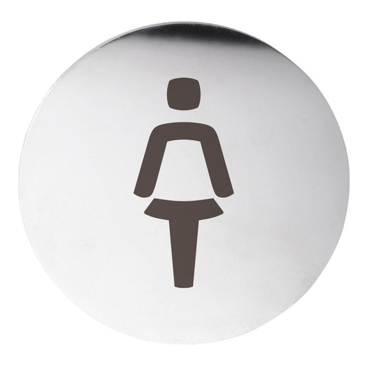 WC Damen Türschild, Durch. 75mm, Edelstahl matt