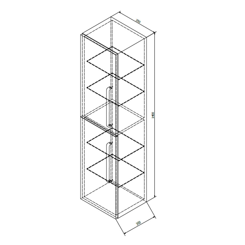 THEIA Hochschrank 35x138x30cm, 2x Tür, links/rechts, weiß