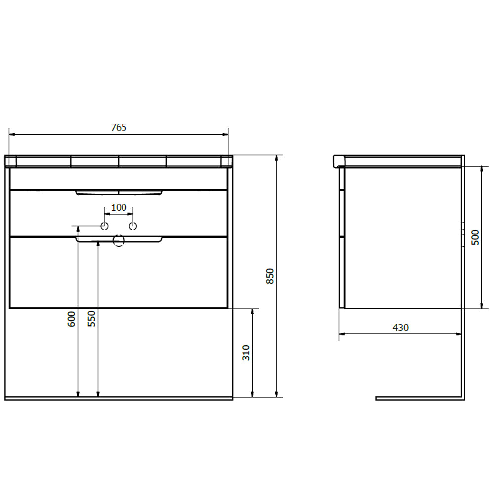 ELLA Unterschrank 76,5x50x43cm, weiß