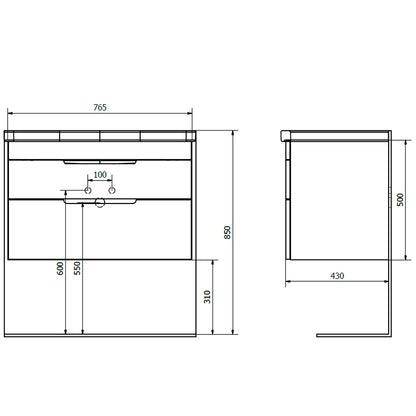 ELLA Unterschrank 76,5x50x43cm, weiß