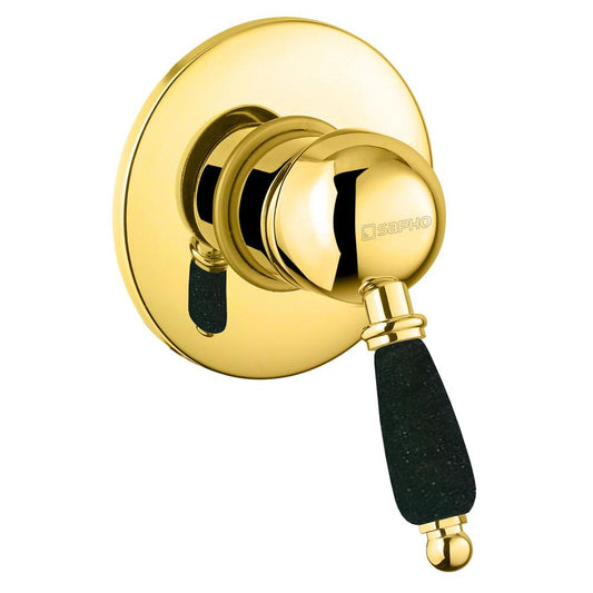 KIRKÉ BLACK Unterputz-Duscharmatur, 1 Weg, schwarzer Hebel, gold