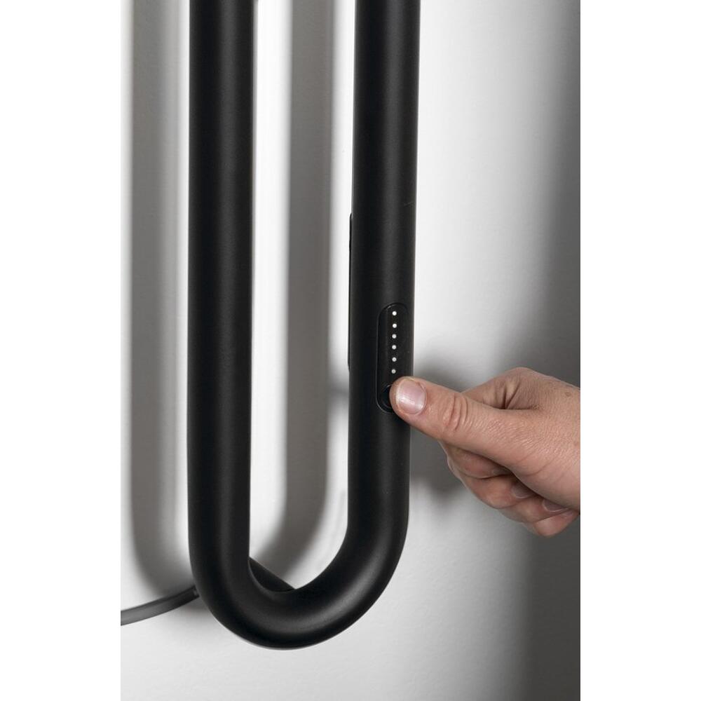 DUOPASSO Handtuchtrockner elektrisch mit Zeitschaltuhr, 122x1700mm, 45 W, Schwarz matt