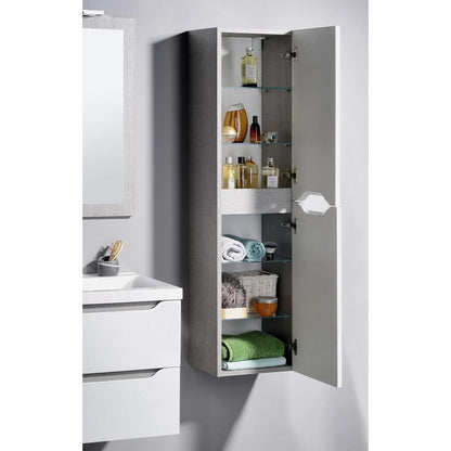 WAVE Hochschrank 35x140x30cm, weiß/Silbereiche