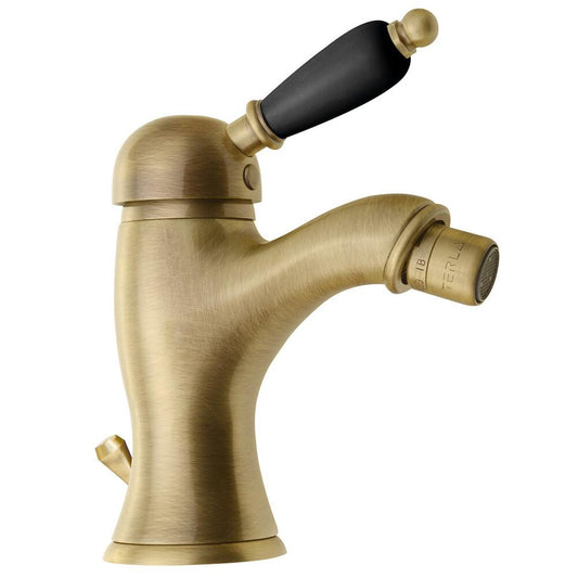 KIRKÉ BLACK Bidetarmatur mit Ablaufgarnitur, schwarzer Hebel, bronze