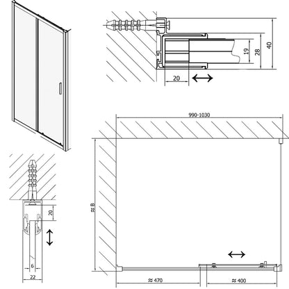 Easy Line Eckige Duschkabine 1000x1000mm L/R Variante