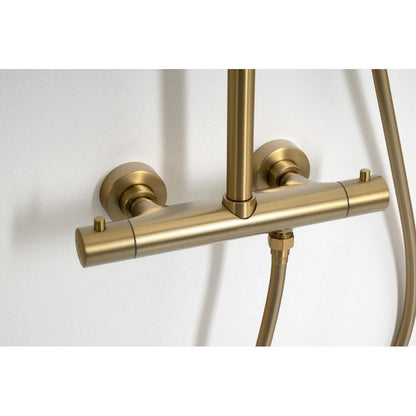 Duschsäule mit Thermostat-Armatur, Gold matt