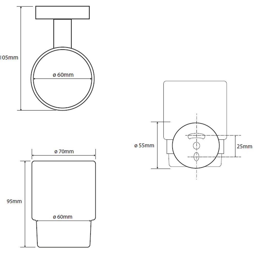 X-ROUND Glas, Milchglas, Chrom