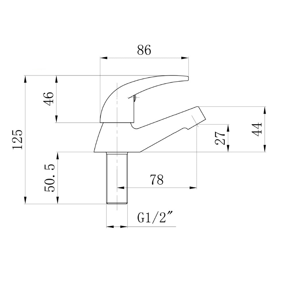 Waschtischventil, 1/2´´, 79,5mm, Chrom