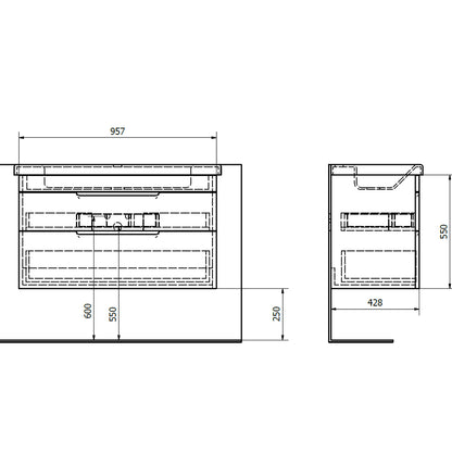 ELLA Waschbeckenschrank 95,7x50x42,8cm, weiss