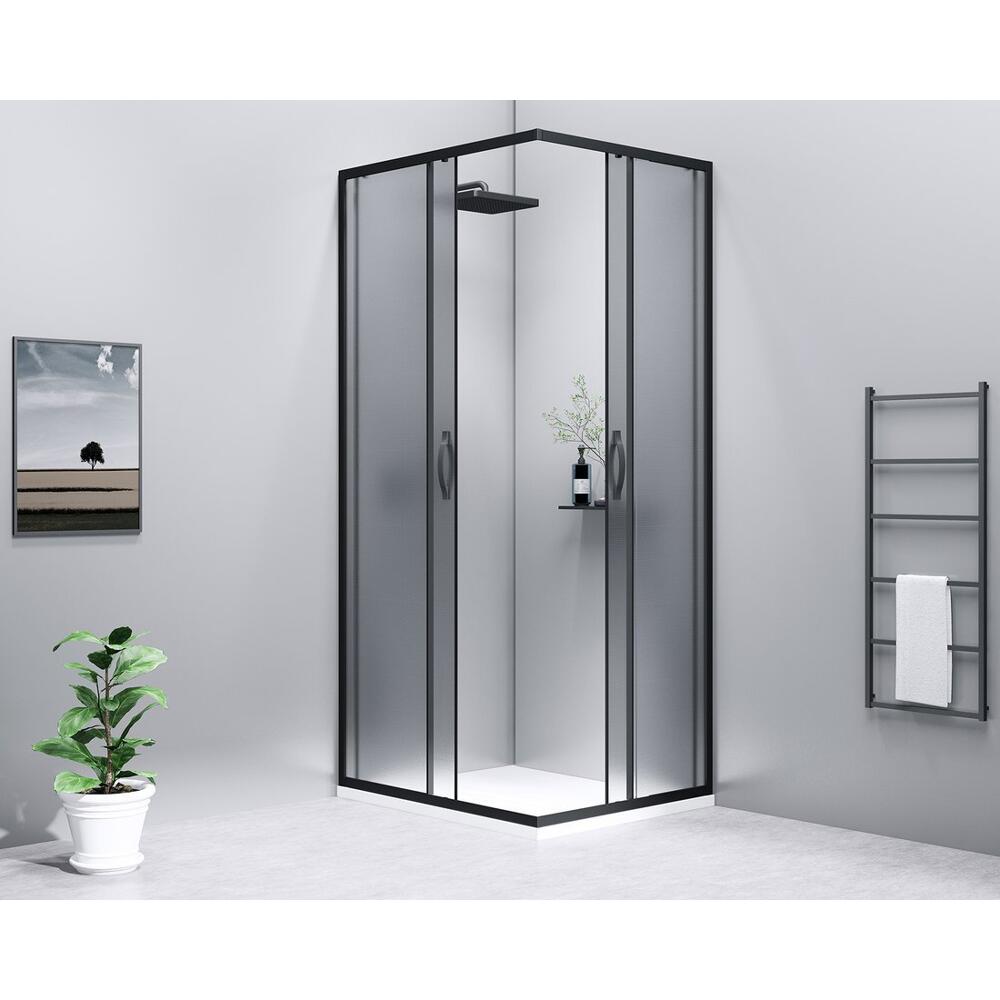 SIGMA SIMPLY BLACK Rechteck-Duschabtrennung 1000x800 mm, L/R Variante, Eckeinstieg, Brick Glas