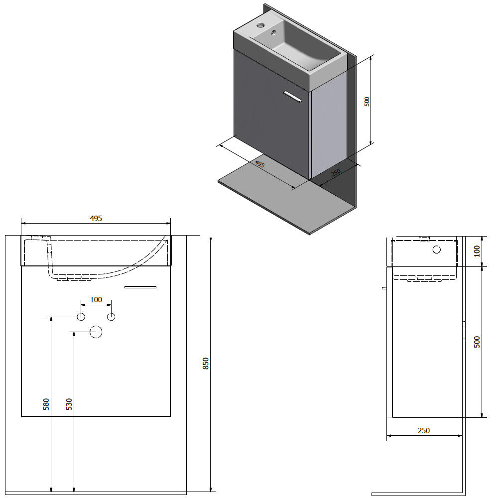 LATUS IV Unterschrank 49,5x50x24,5cm, weiß