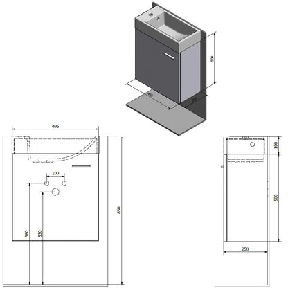 LATUS IV Unterschrank 49,5x50x24,5cm, weiß
