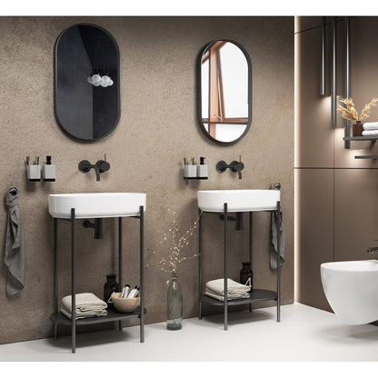 PUNO Konsole mit Waschbecken 550x860x360mm, Schwarz matt
