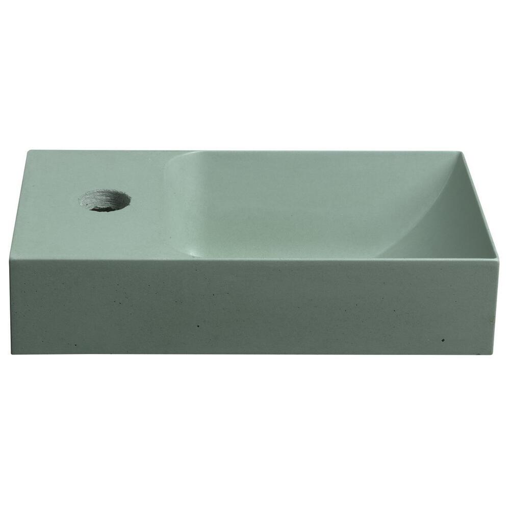 PICCOLINO Beton-Waschbecken 30,8x17cm, Wasserhahn linken, Grün matt