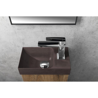 PICCOLINO Beton-Waschbecken 30,8x10x17cm, Armaturloch rechts, Dunkelbraun